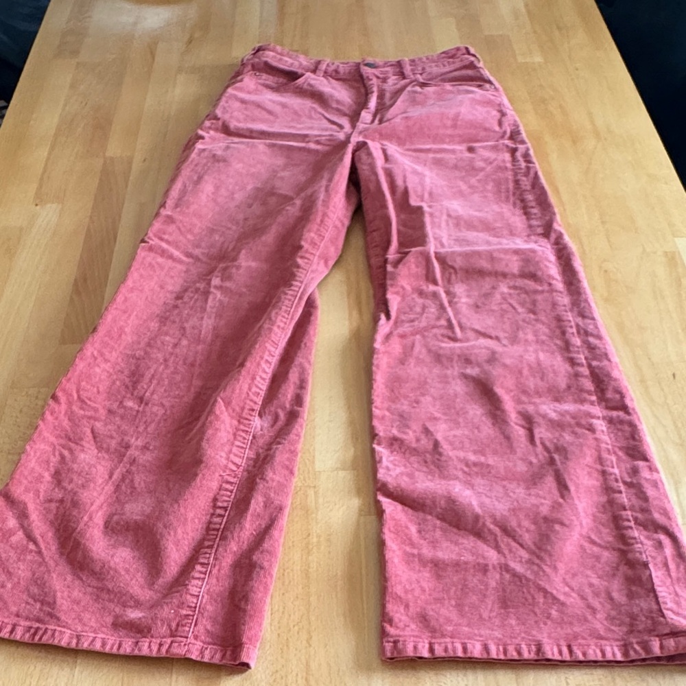 Pilcro Pink Corduroy wide leg Trousers